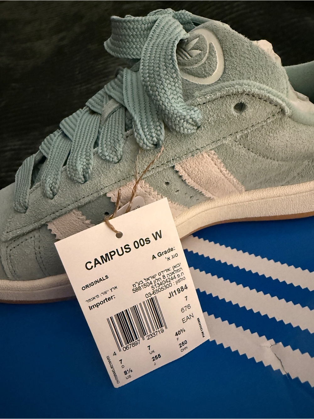 NWT! adidas womens Suede Sneaker in Mint Green & cream cool color - Picture 2 of 5